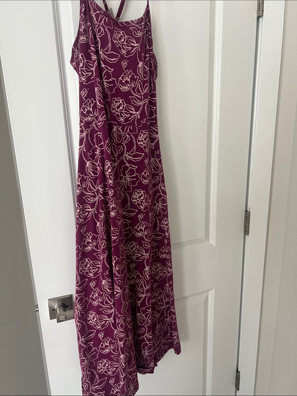 Spaghetti-Strap Floral Maxi Dress in Plum and Cream